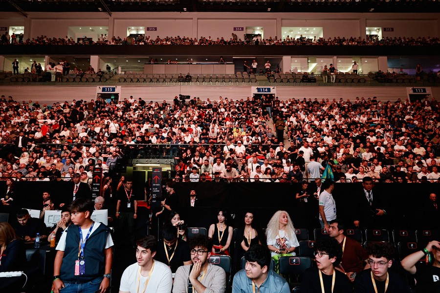 The crowd in the National Gymnastics Arena