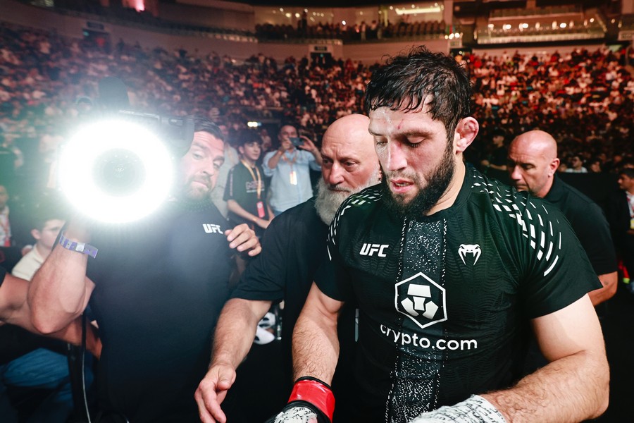 Ikram Aliskirov leaves the octagon after winning the bout